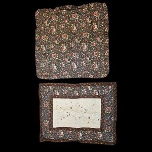 VTG JcPenney Home Rachel Pillow Shams Quilted Embroidered Flowers Standard Brown